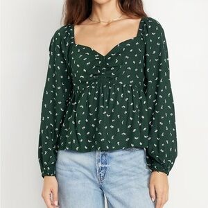 Old Navy Dark Green Floral Blouse